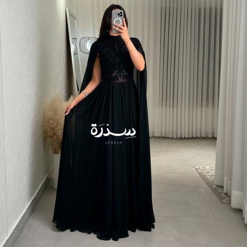 فستان سهره اسود تل تطريز