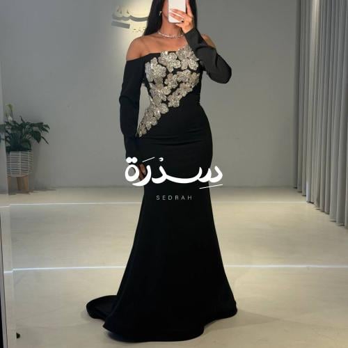 فستان سهرة اسود أوف شولدر