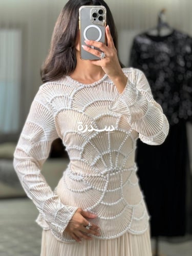 فستان تل بلاسيه مطرز