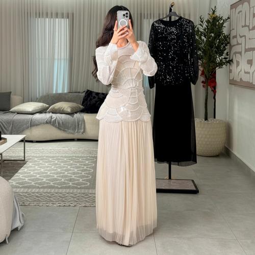 فستان تل بلاسيه مطرز