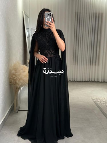 فستان سهره اسود تل تطريز