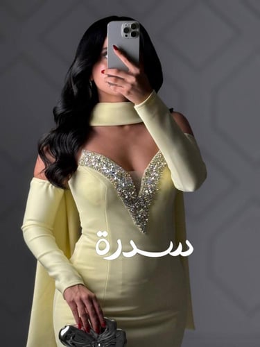 فستان فاخر بياقة مطرزة