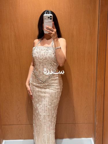 فستان سهرة سكيني تطريز يدوي