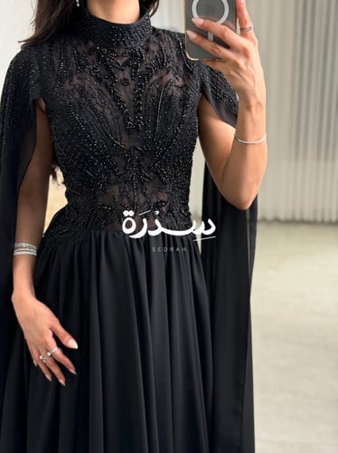 فستان سهره اسود تل تطريز