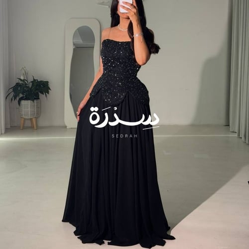 فستان أسود براق كورسيه