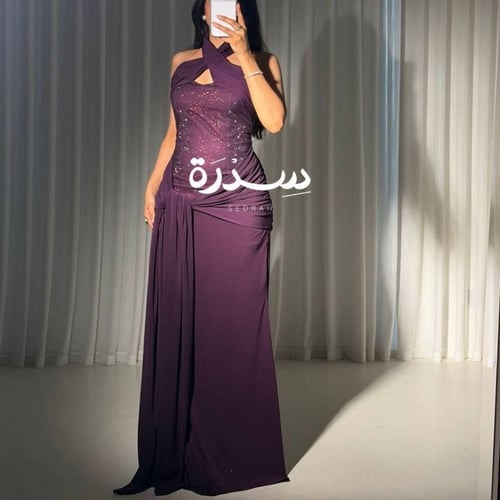 فستان سهرة بالخرز والترتر علوي