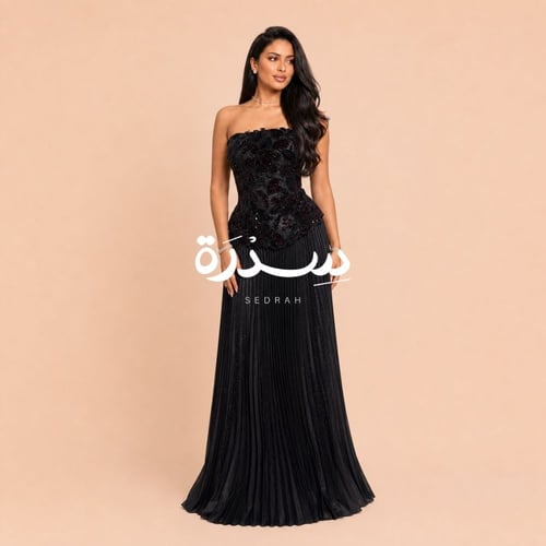 فستان سهرة كورسيه بكسرات البلسيه