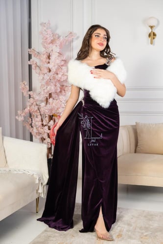 فستان فيولا مخمل مورد