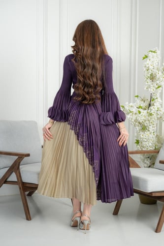 فستان العيد باللون البنفسجي الملكي بتصميم بليسيه م...