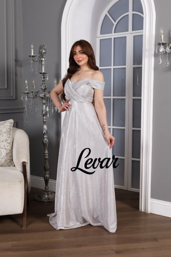 فستان سهره لمعه فضي اكس صدر