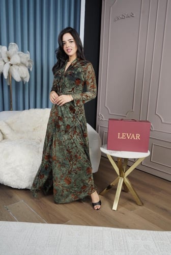 فستان العيد مشجر زيتي