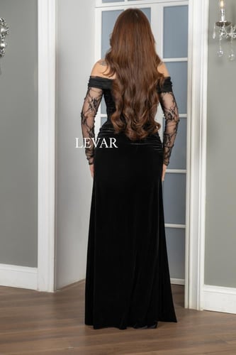 فستان سوار فخامة المخمل ورقي الدانتيل