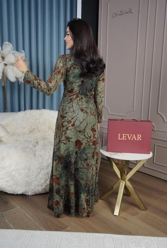 فستان العيد مشجر زيتي