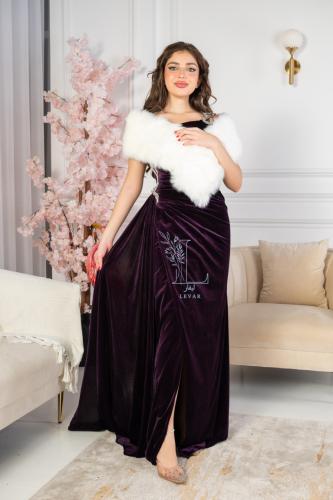 فستان فيولا مخمل مورد