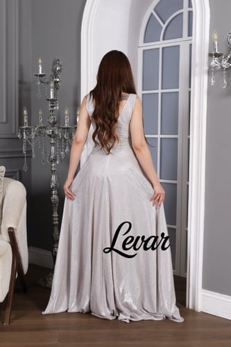 فستان لمعه طويل حزام صدر