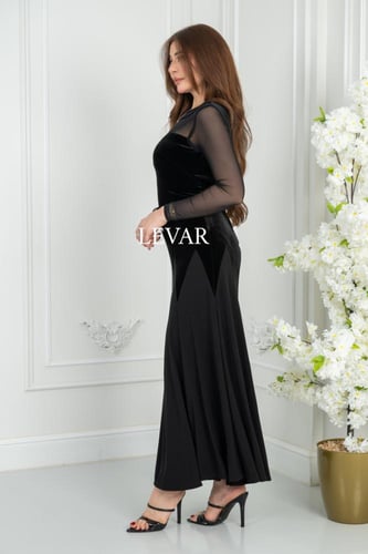 فستان "جنى" العصري مخمل مع تل وشيفون