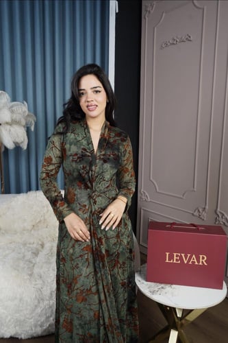 فستان العيد مشجر زيتي