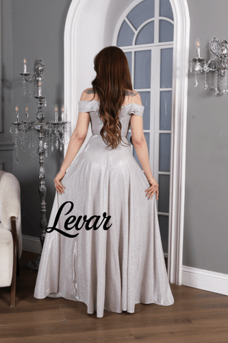 فستان سهره لمعه فضي اكس صدر