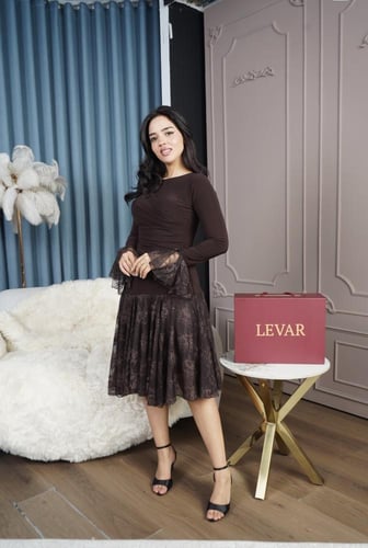 فستان العيد استرتش ودانتيل