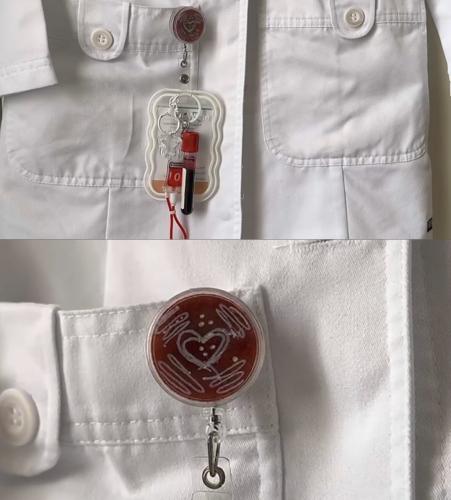 Card holder with red test tube and agar and blood...