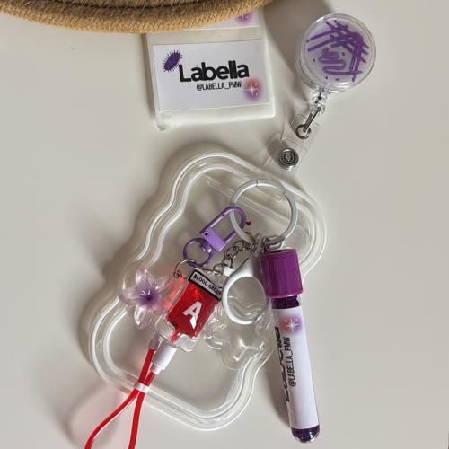 White card holder + blood group + edta with purple...
