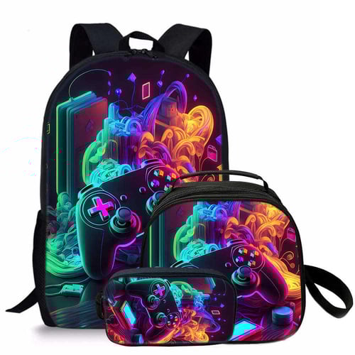 أطقم حقائب مدرسية للأطفال بنمط وحدة تحكم ألعاب متن...