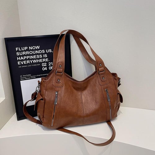 حقيبة يد جلدية نسائية بتصميم كلاسيكي-Women's leath...