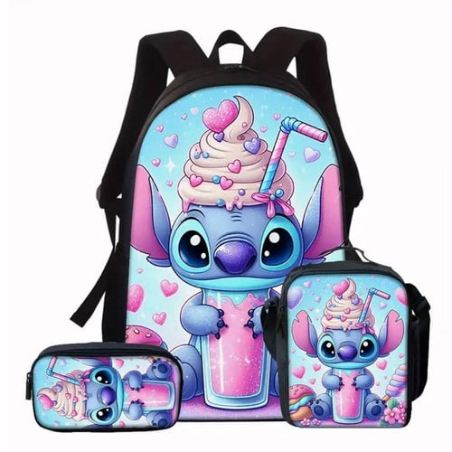 حقيبة مدرسية للأطفال Stitch، مجموعة من 3 قطع جديدة...