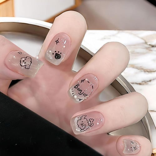 أظافر تركيب قابل للإزالة بتصميم فاخر جرافيتي جودة...