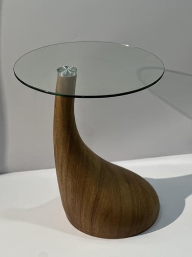 طاولة خدمة زجاج بقاعدة خشب