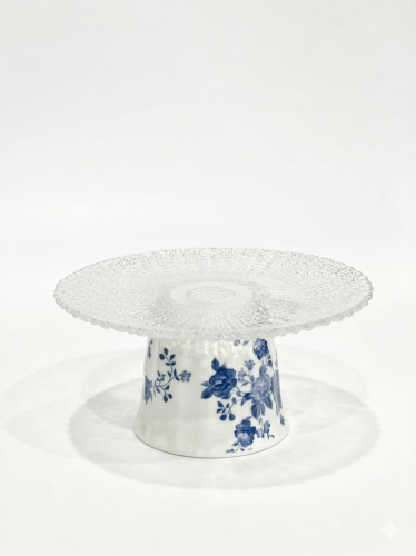 صحن تقديم زجاج بقاعدة cm15*15