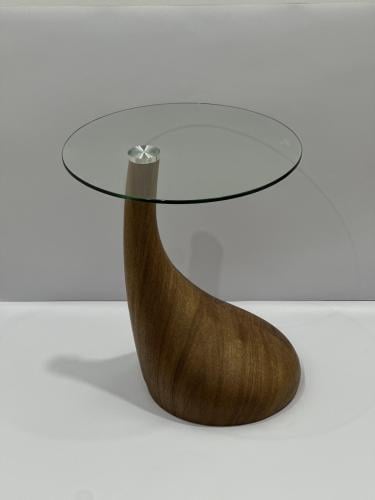 طاولة خدمة زجاج بقاعدة خشب