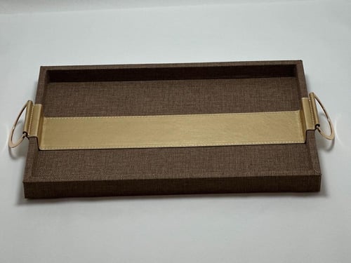 صينية تقديم قهوة بتصميم قماش وجلد أنيق