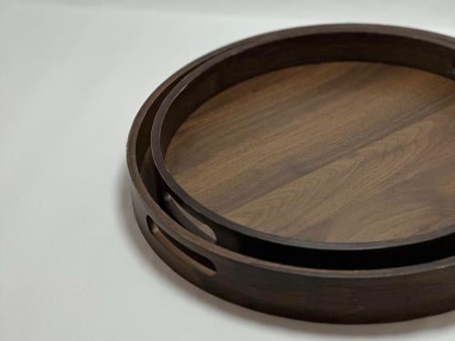 صينية تقديم خشبية دائرية