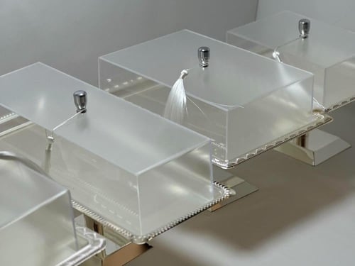 صينية تقديم فاخرة بغطاء وهدب