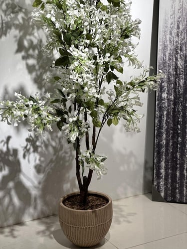 شجرة ورد أبيض صناعي ارتفاع 160 سم