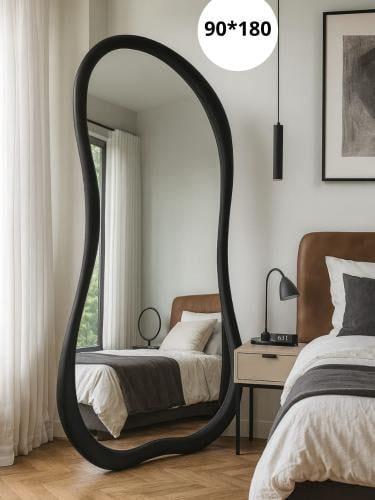 مرايا طويلة بإطار خشب أسود أنيق 90*180 سم