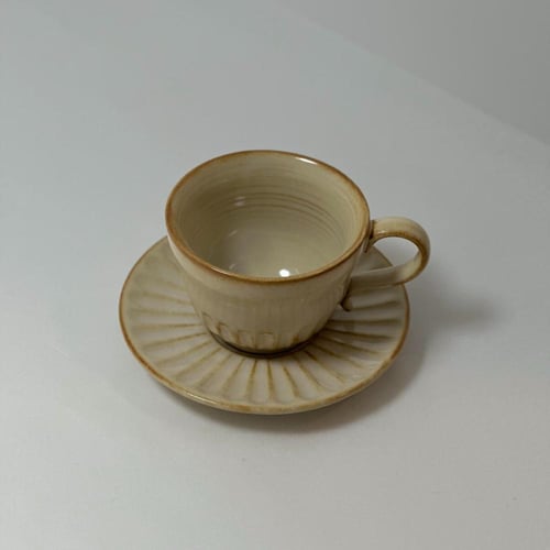 طقم كوب سيراميك لامع أنيق مع صحن