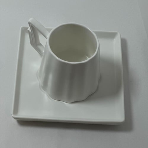 طقم كوب سراميك مع صحن - كبير