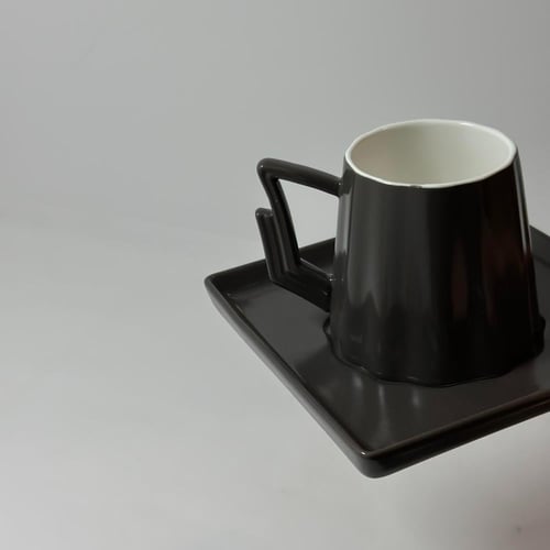 طقم كوب سراميك مع صحن - صغير