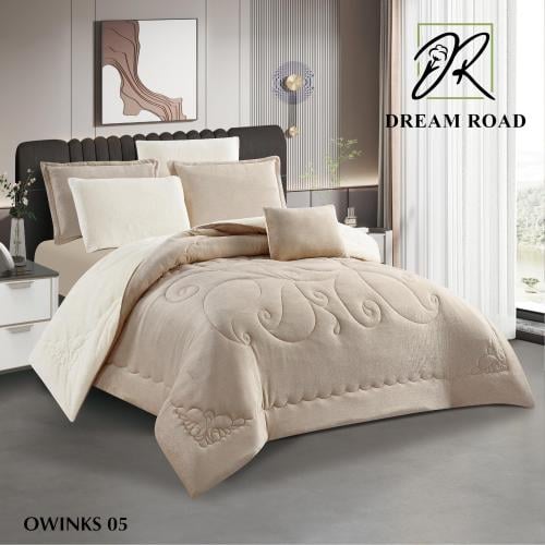 مفرش شتوي مزدوج مخمل فرو 6قطع - أونيكس