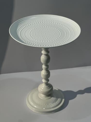 طاولة خدمة خشب بقاعدة حديد -أبيض