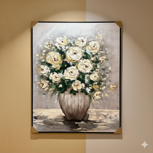 لوحة جدارية قماش منقوش بجبس وإطار خشب 120*150سم