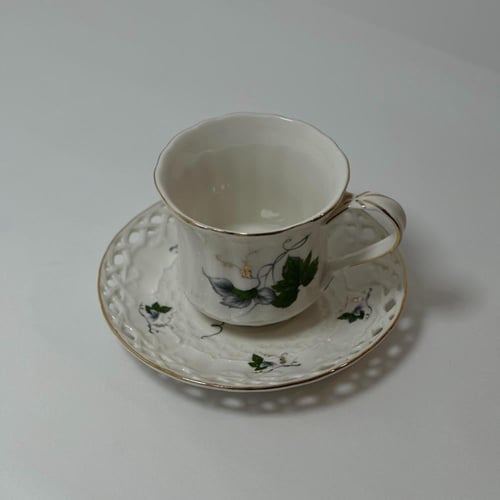 طقم كوب سراميك زخرفة مع صحن