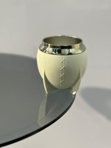 كوب استيل بغلاف خارجي جلد 10 سم