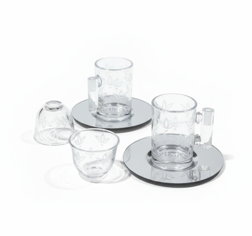 أطقم فناجين وبيالات 6 أشخاص مع قاعدة استيل