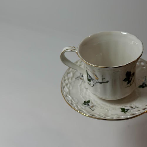 طقم كوب سراميك زخرفة مع صحن