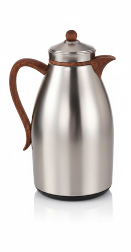 ترمس شاي استيل مطفي وخشب 1 لتر