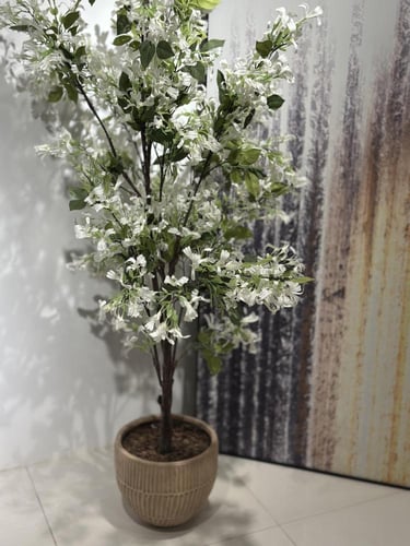 شجرة ورد أبيض صناعي ارتفاع 160 سم