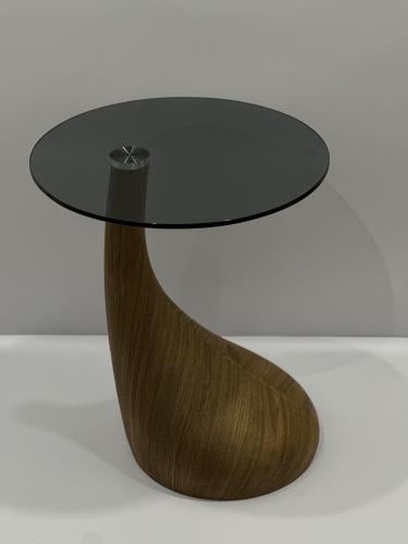 طاولة خدمة زجاج بقاعدة خشب